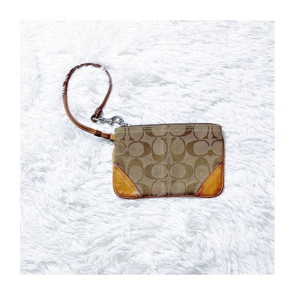 Coach Logo Wristlet Signature Logo Print EUC